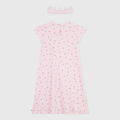 女童粉色碎花棉睡裙