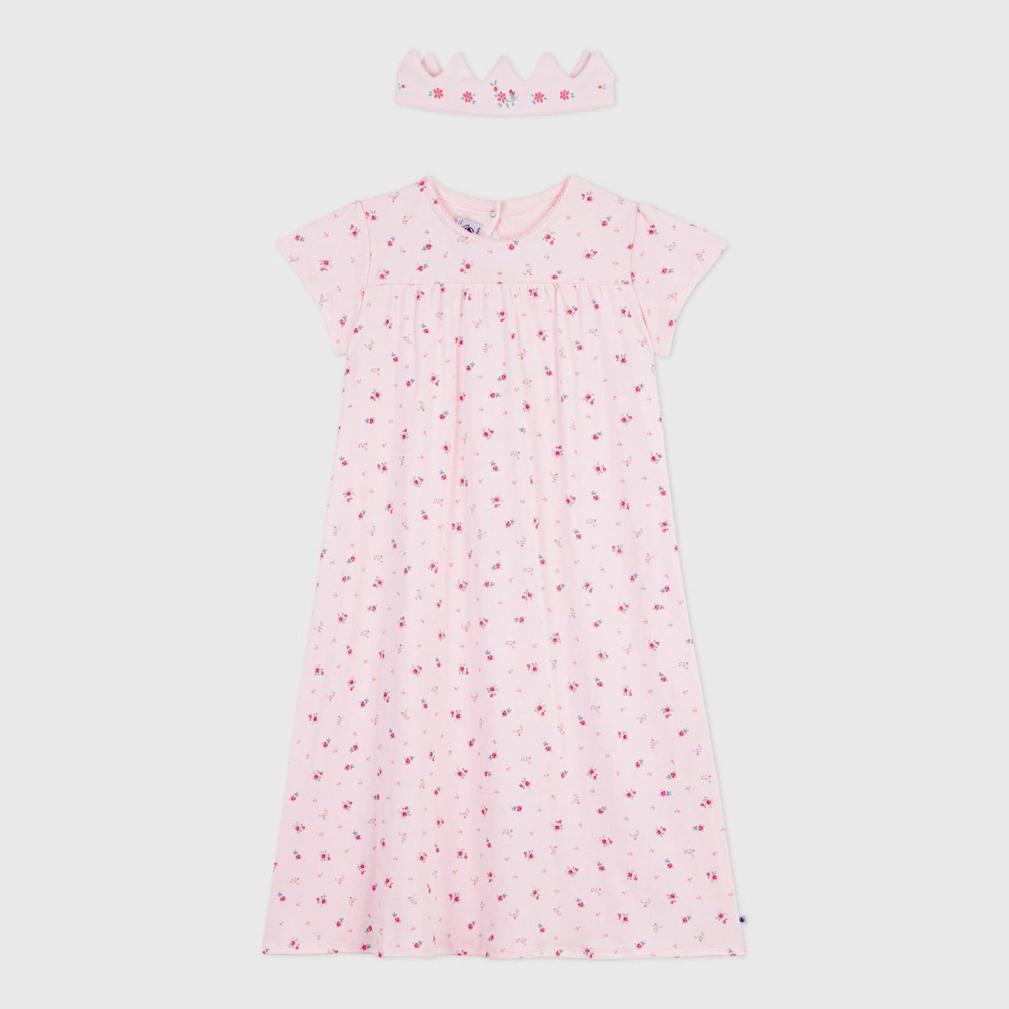 女童粉色碎花棉睡裙