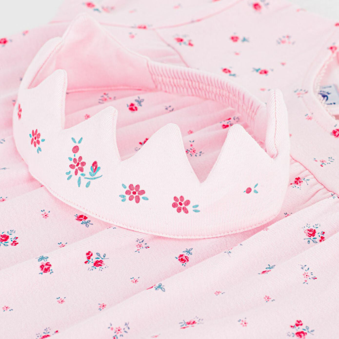 女童粉色碎花棉睡裙