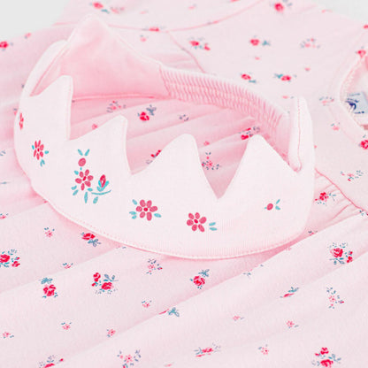 女童粉色碎花棉睡裙