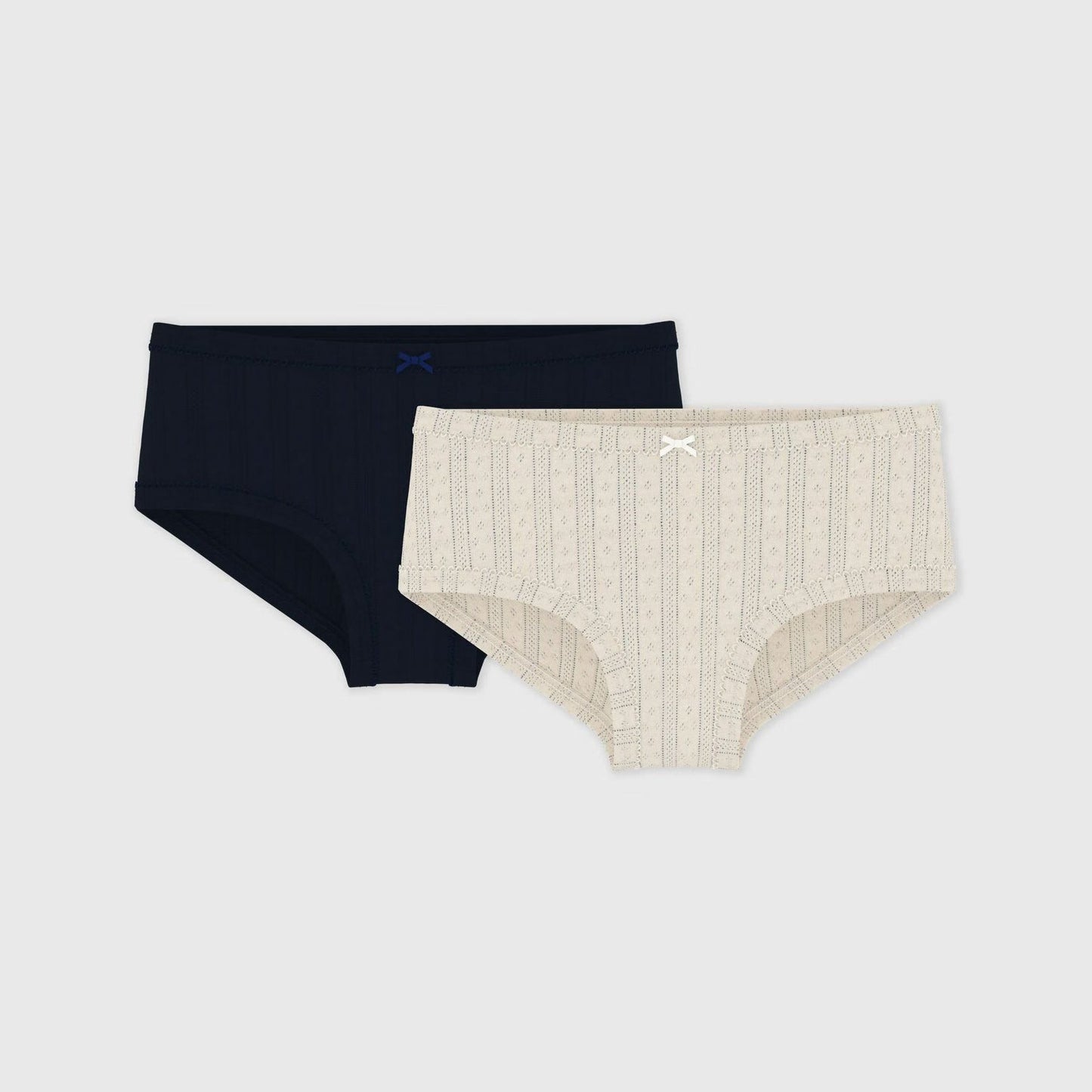 女童米色&深蓝色棉内裤套装(2件)