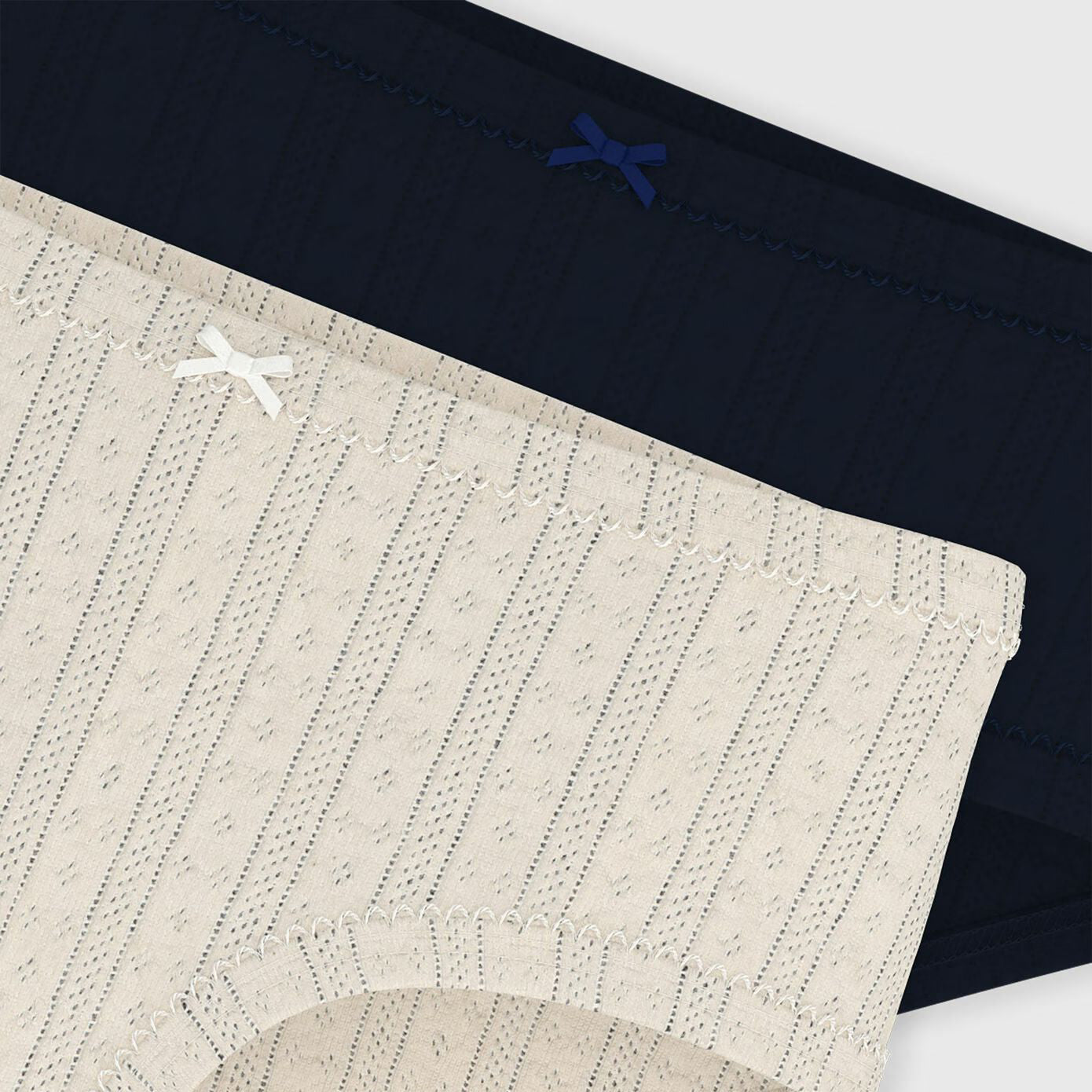 女童米色&深蓝色棉内裤套装(2件)