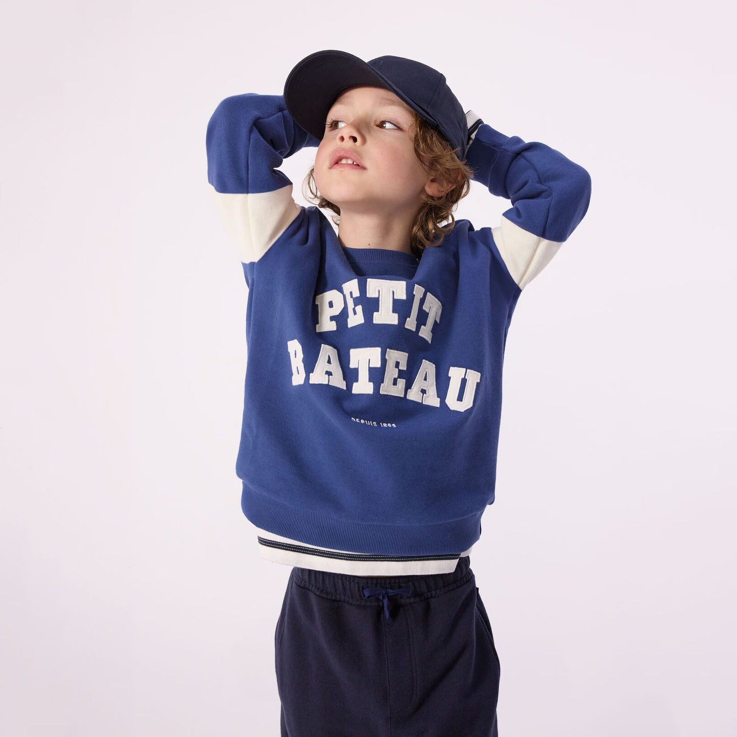 男童蓝色Logo棉卫衣