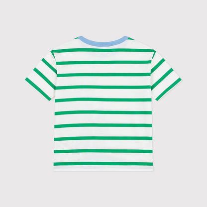 儿童绿色条纹棉T恤