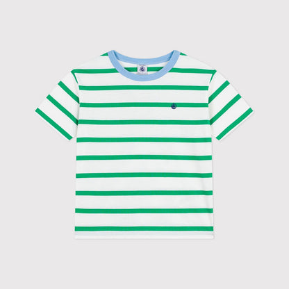 儿童绿色条纹棉T恤