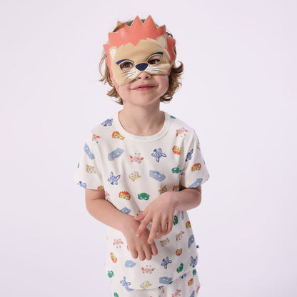 男童白色印花棉睡衣套装