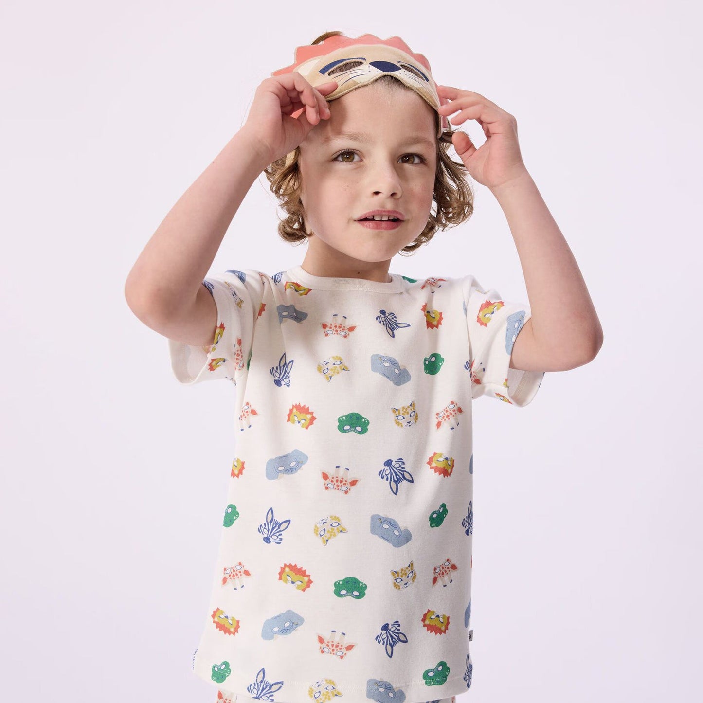 男童白色印花棉睡衣套装