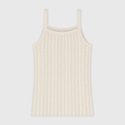 女士米色镂空棉背心