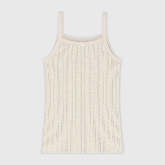 女士米色镂空棉背心