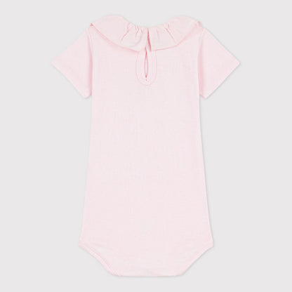 女婴浅粉色棉连体衣