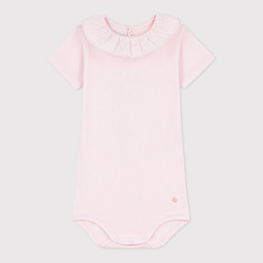 女婴浅粉色棉连体衣