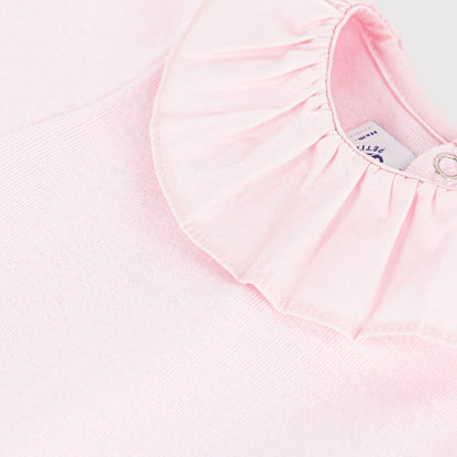 女婴浅粉色棉连体衣