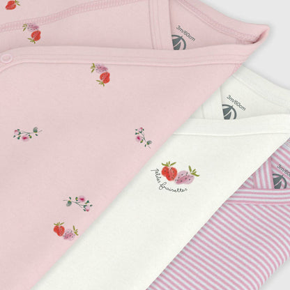 女婴三色棉连体衣套装(3件)