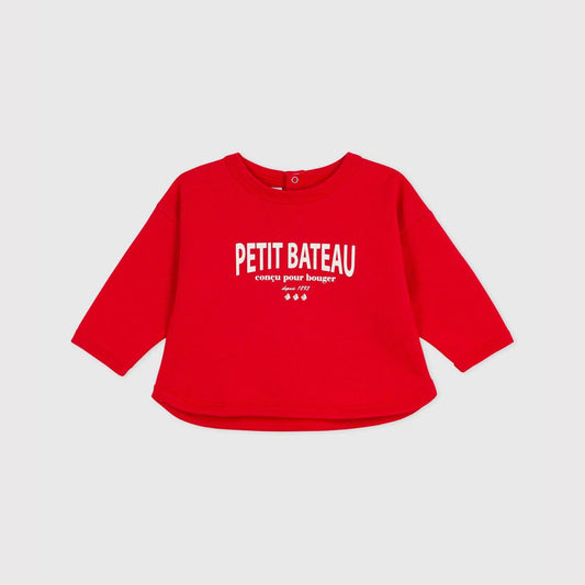 男婴红色Logo棉卫衣