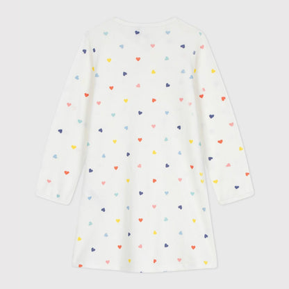 女童白色爱心棉睡裙
