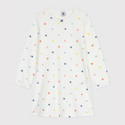 女童白色爱心棉睡裙