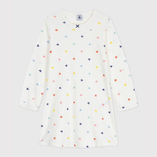 女童白色爱心棉睡裙