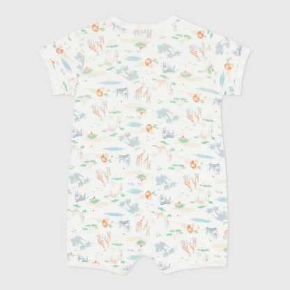 婴儿白色印花棉连体衣