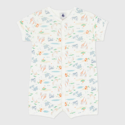 婴儿白色印花棉连体衣