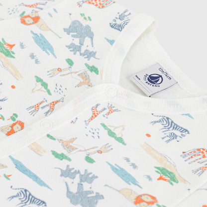 婴儿白色印花棉连体衣