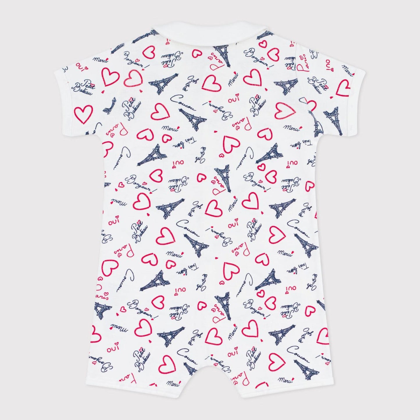 婴儿白色印花棉连体衣