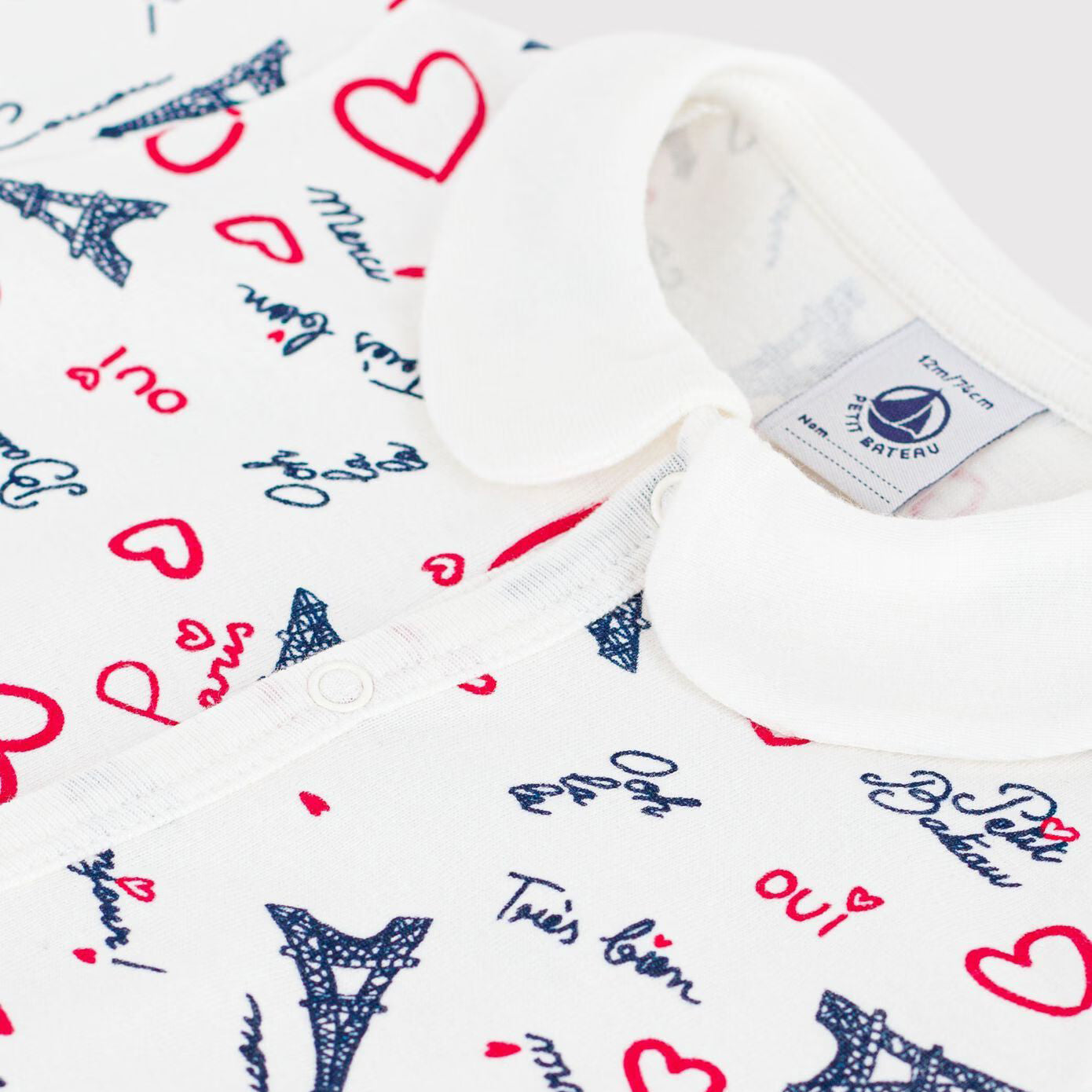 婴儿白色印花棉连体衣