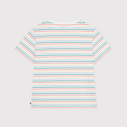 女士彩色条纹棉T恤