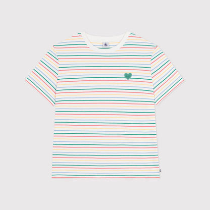 女士彩色条纹棉T恤
