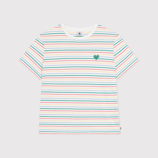 女士彩色条纹棉T恤