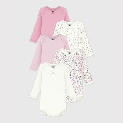 女婴粉色棉连体衣套装(5件)