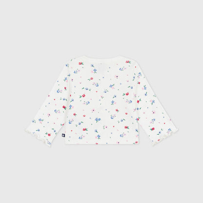 女婴白色碎花棉开衫