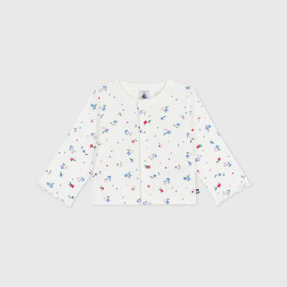 女婴白色碎花棉开衫