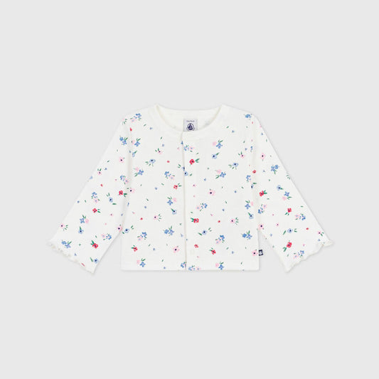 女婴白色碎花棉开衫