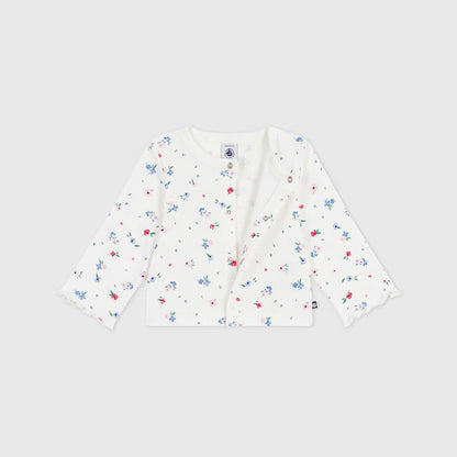女婴白色碎花棉开衫