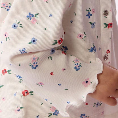 女婴白色碎花棉开衫