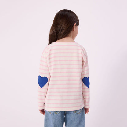 女童浅粉色条纹棉T恤