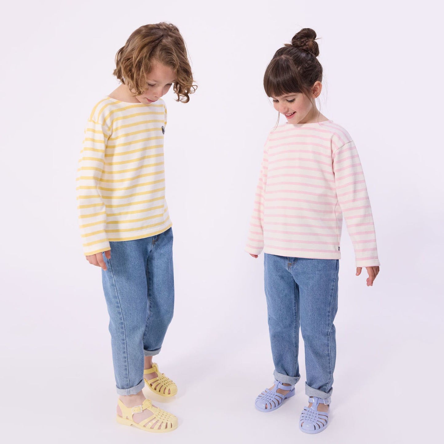 女童浅粉色条纹棉T恤