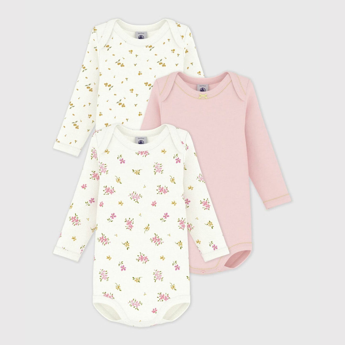 女婴粉色棉连体衣套装(3件)