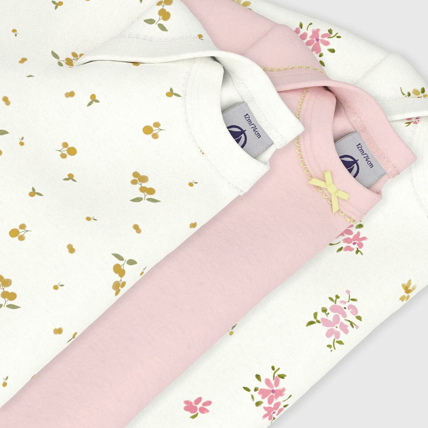 女婴粉色棉连体衣套装(3件)