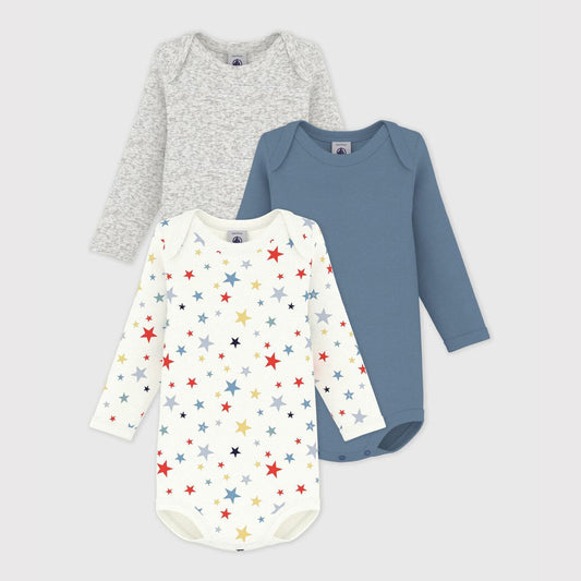 婴儿三色棉连体衣套装(3件)