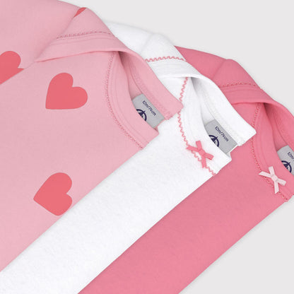 女婴粉色棉连体衣套装(3件)