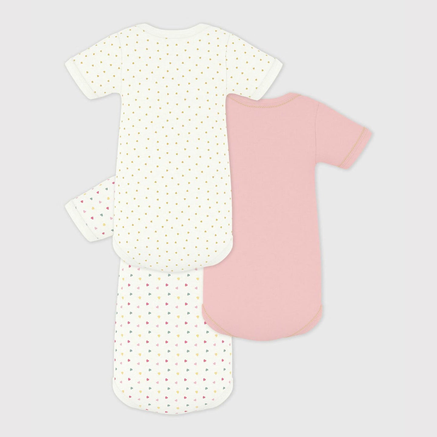 女婴粉色棉连体衣套装(3件)