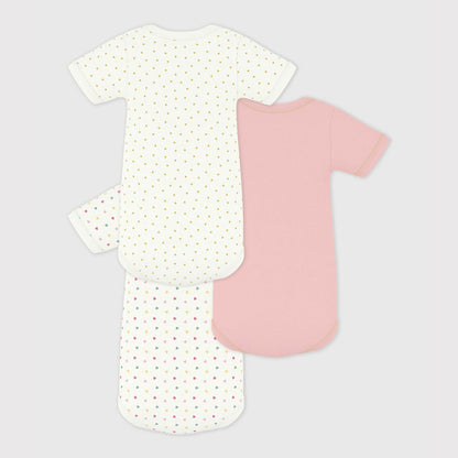 女婴粉色棉连体衣套装(3件)