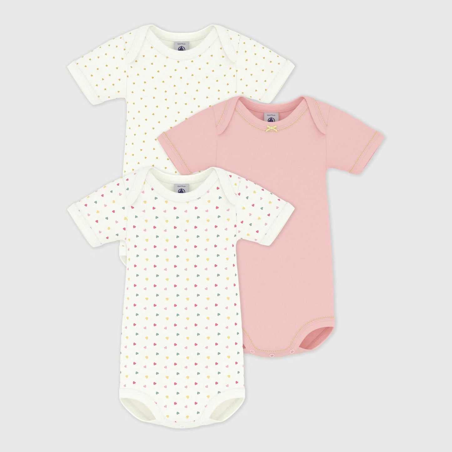 女婴粉色棉连体衣套装(3件)