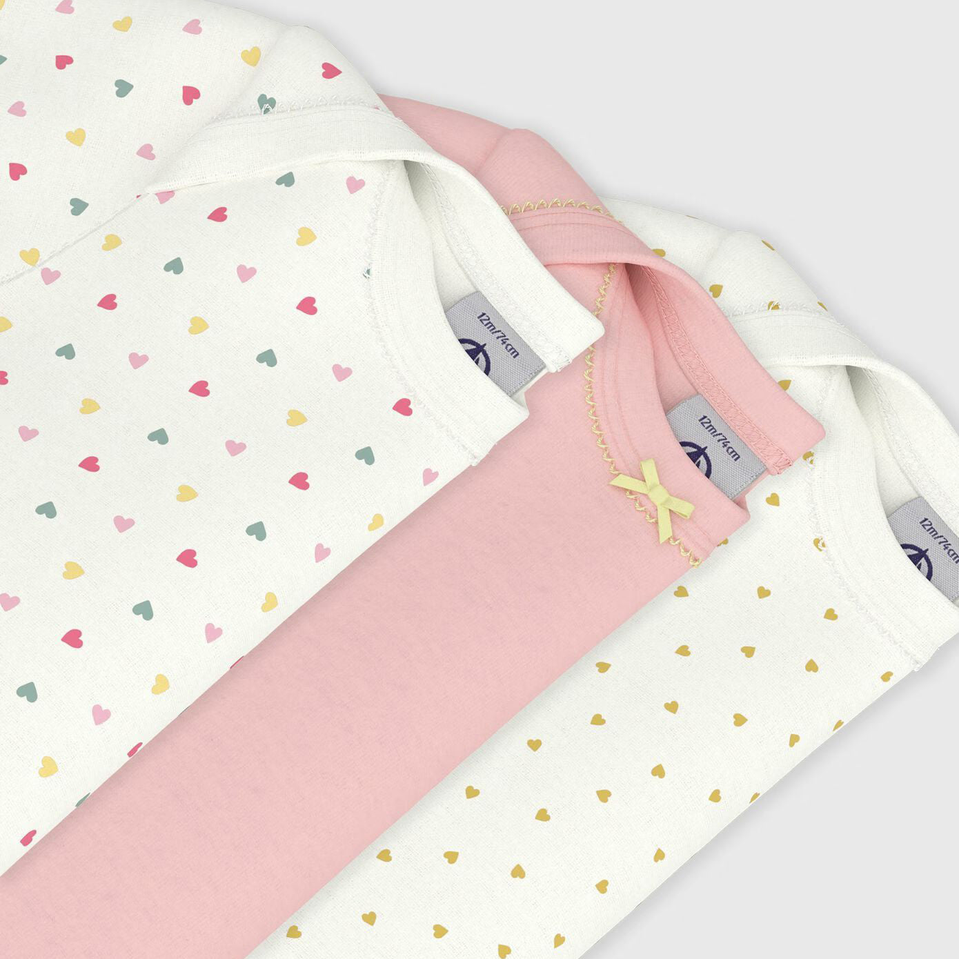 女婴粉色棉连体衣套装(3件)