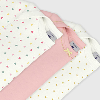 女婴粉色棉连体衣套装(3件)