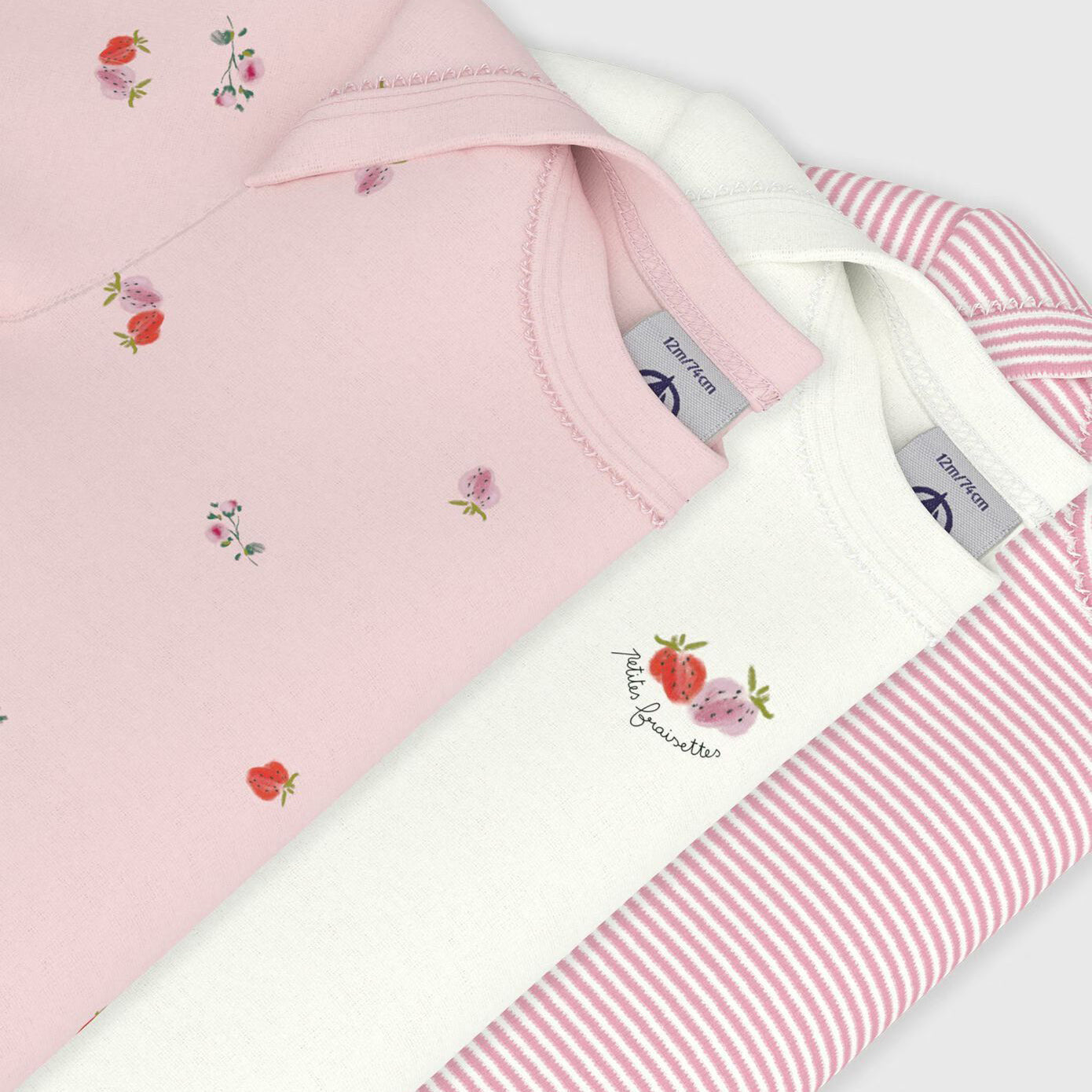 女婴粉色棉连体衣套装(3件)