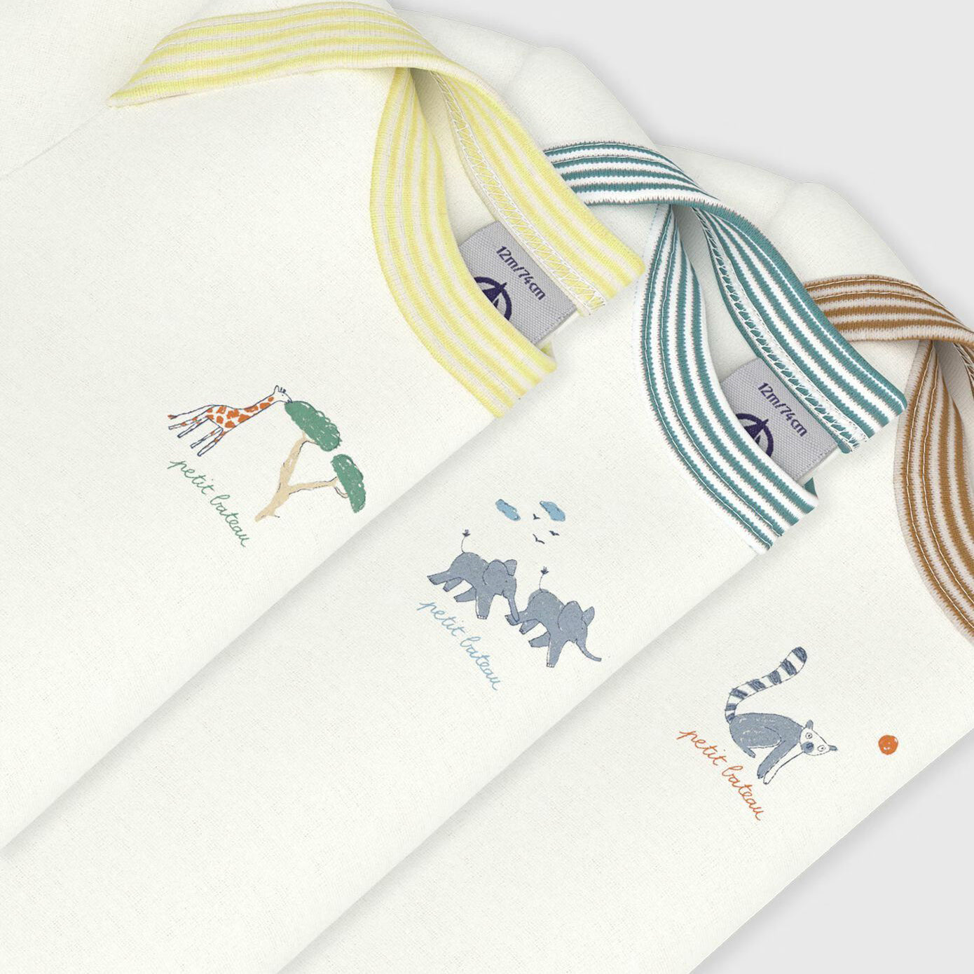 婴儿三色棉连体衣套装(3件)