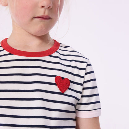 女童蓝色条纹棉T恤