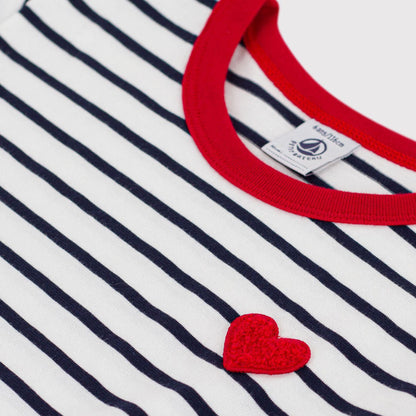 女童蓝色条纹棉T恤